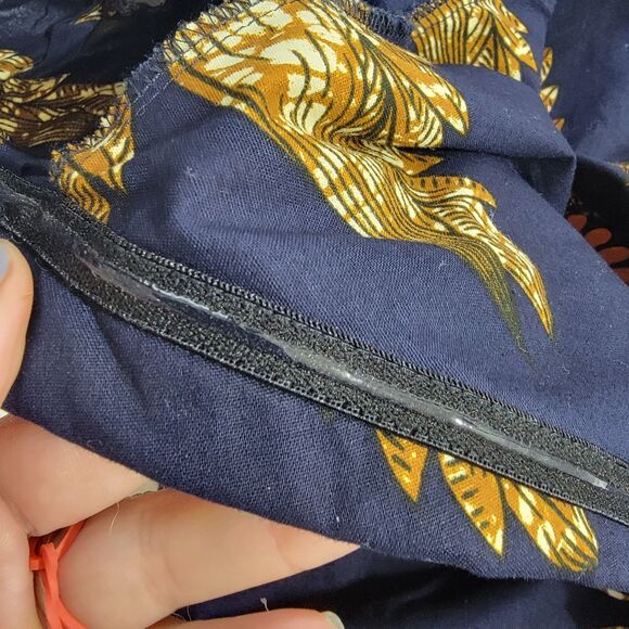 Mae Otti NWOT IDIA African Print Off Shoulder Midi Dress Navy Blue Sz XL No Belt - Picture 10 of 16